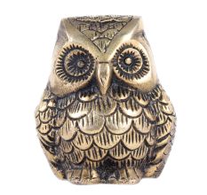 Pure Brass Sitting Owl Statue With Detailed Engraving