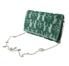 Teal Beaded Zip Pouch Sling Bag