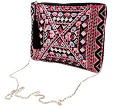 Black Embroidered Cotton Banjara Purse