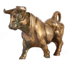 Brass Wall Street Bull Figurine