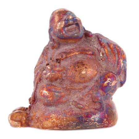 Brass Laughing Buddha Statue With Dark Patina