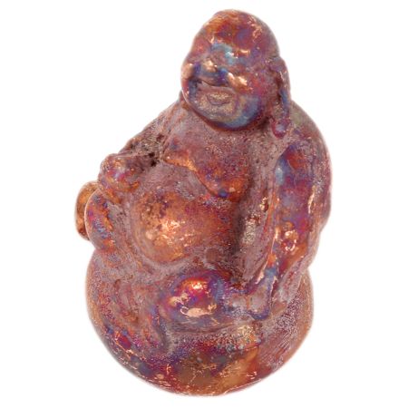 Brass Laughing Buddha Statue With Dark Patina