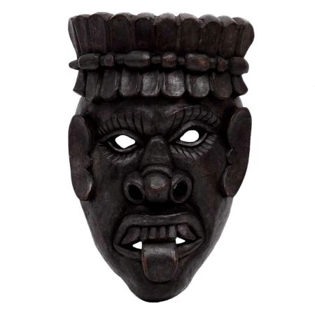 Black Wooden African Face Wall Hanging Mask