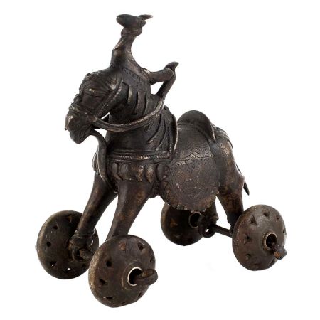 Old Horse With Rider Temple Toy With A Turbaned Rider