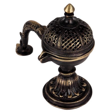 Brass Lobandan Incense Burner Jali Design with Handle