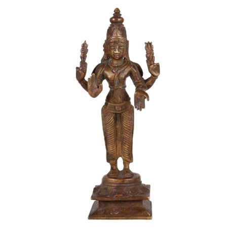 Old  Brass Statue of Four Armed Lord Vishnu