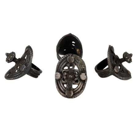 Tribal Rare Metal Rings In Back Finish 4 Pieces