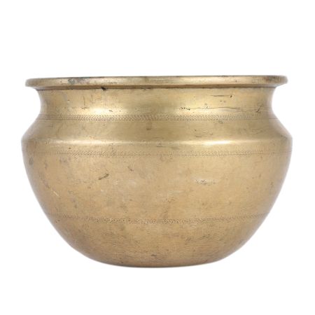 Wide Vintage Brass Water Pot