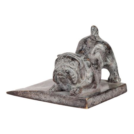 Brass Dog Door Stopper In Antique Finish