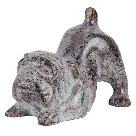 Brass Pug Dog Statue In Antique Finish