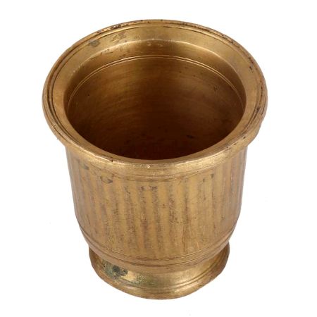 Golden Brass Fluted Design Glass Or Vase