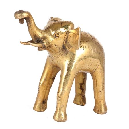 Brass ElephantÂ Statue With Raised Trunk