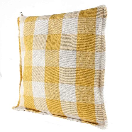 Yellow Plaid Square Decorative Throw Cushion Cover