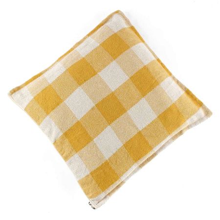 Sunshine Yellow Checks Cotton Cushion Cover