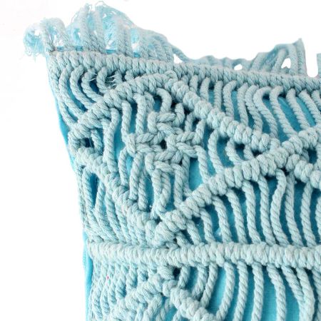 Light Blue Macrame Cushion Cover