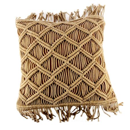 Beige Marvelous Macrame CushionÂ Cover