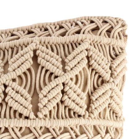 Beige Cotton Macrame Cushion Cover
