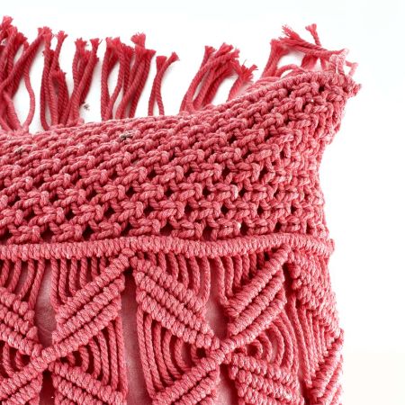 Pink Farmhouse Style Macrame Cushion Cover