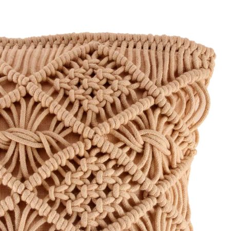 Coffee Cotton cube Macrame Cushion Cover