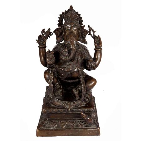 Brass Lord Ganesha Statue With Mooshak