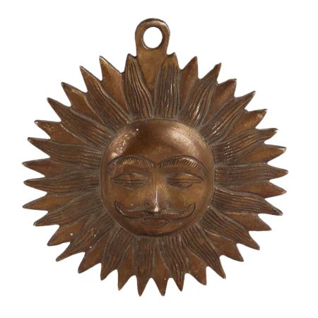 Sun Face Wall Hanging In Brass