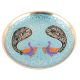 Blue Round Brass Meenakari Coaster And Twin Peacock Design