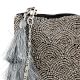 Grey Beaded Bag With Chain And Tassel For Women