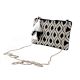 Black And White Beaded Bag With Chain And Tassel