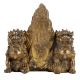 Pair of Brass Chinese Lions Stone Guardian Statue