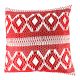White and Red Embroidered Cotton Cushion Cover