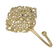 Golden Floral And Leaf Wall Brass Decorative Hook