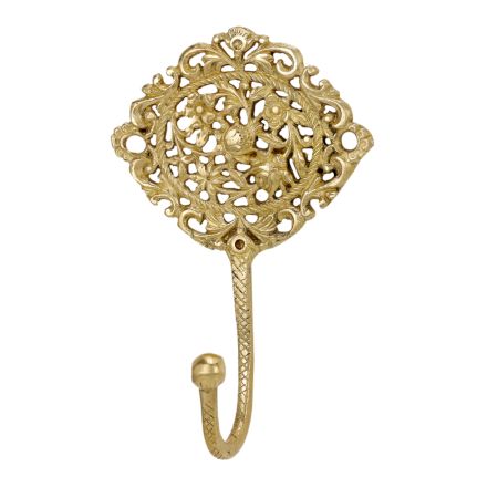 Golden Floral And Leaf Wall Brass Decorative Hook