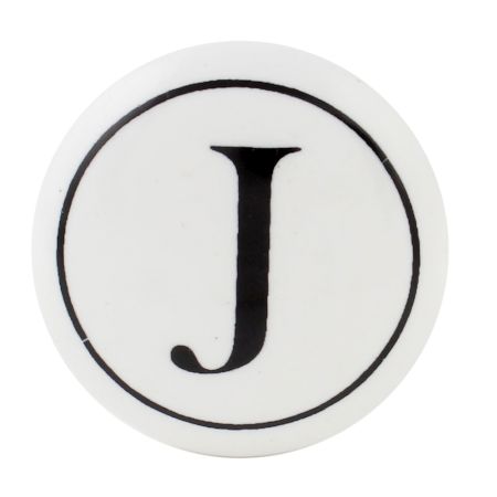 J Flat Alphabet Ceramic Drawer Knob