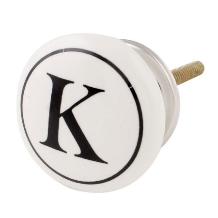 K Flat Alphabet Ceramic Drawer Knob