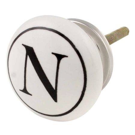 N Flat Alphabet Ceramic Drawer Knob