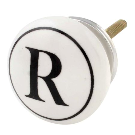 R Flat Alphabet Ceramic Drawer Knob