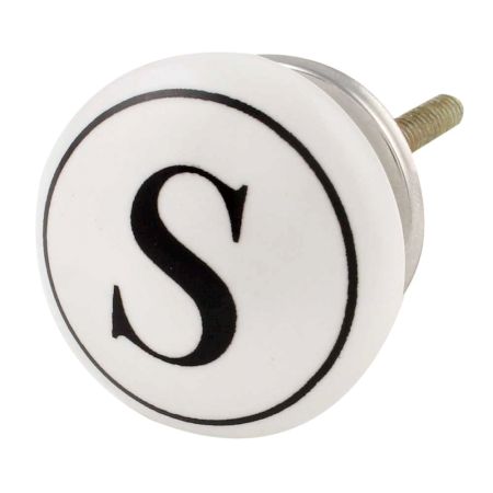 S Flat Alphabet Ceramic Drawer Knob