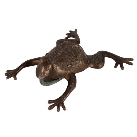 Brass Frog Figurine In Black Finish