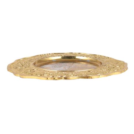 Round Brass Tray For Pooja With Decorative Border