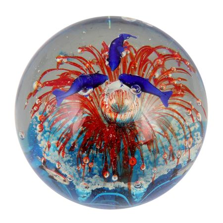 Round Glass Tropical Reef Fish Aquarium Paperweight