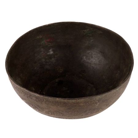 Handmade Brass Bowl With Faded Floral Pattern
