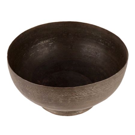 Etched Brass Pedestal Bowl In Dark Finish