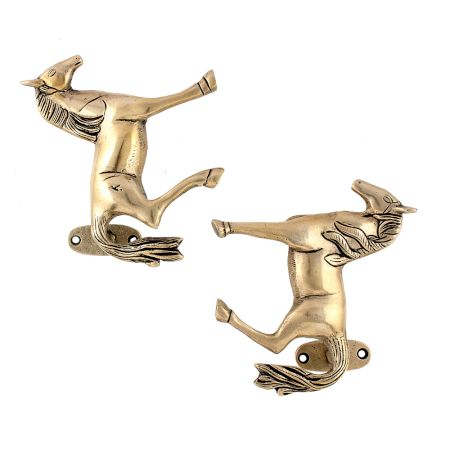 Brass Horse Animal Door Handles In Pair