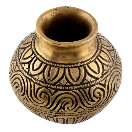 Handcrafted Carving Brass Pooja Kalash Pot