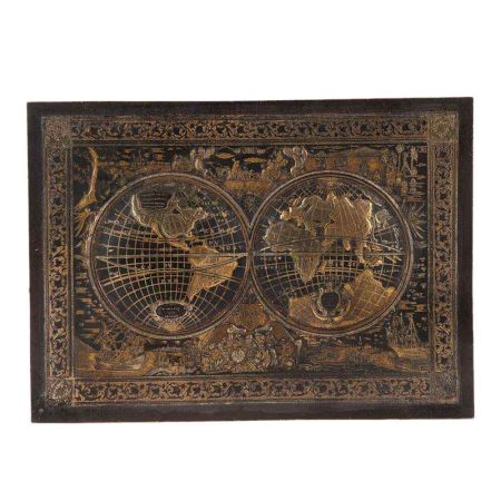 Brass Two Hemispheres World Map Wall Decoration