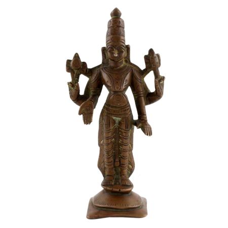 Brass Vishnu IdolÂ In Dark Finish