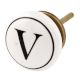 V Flat Alphabet Ceramic Drawer Knob