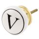V Flat Alphabet Ceramic Drawer Knob