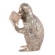 Brass Monkey Reading Book Statue PaperweightÂ In Nickel Finish