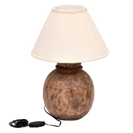Wooden Table Lamp With White Shade